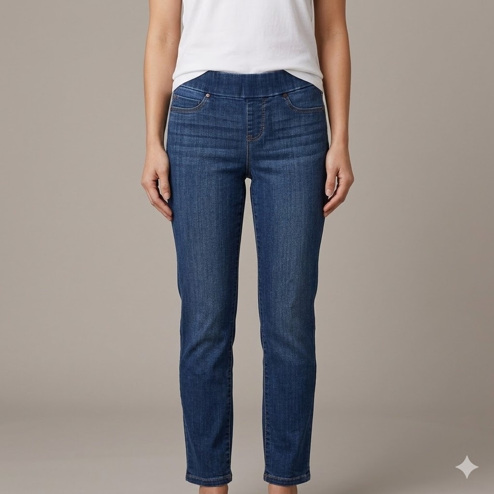 Liverpool The Slim Pull-On Jeans Medium Wash Whiskered Petite 4/27‎ EUC